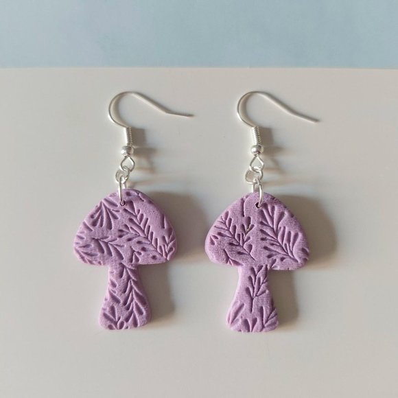 Jewelry - Purple Mushroom Polymer Clay Earrings